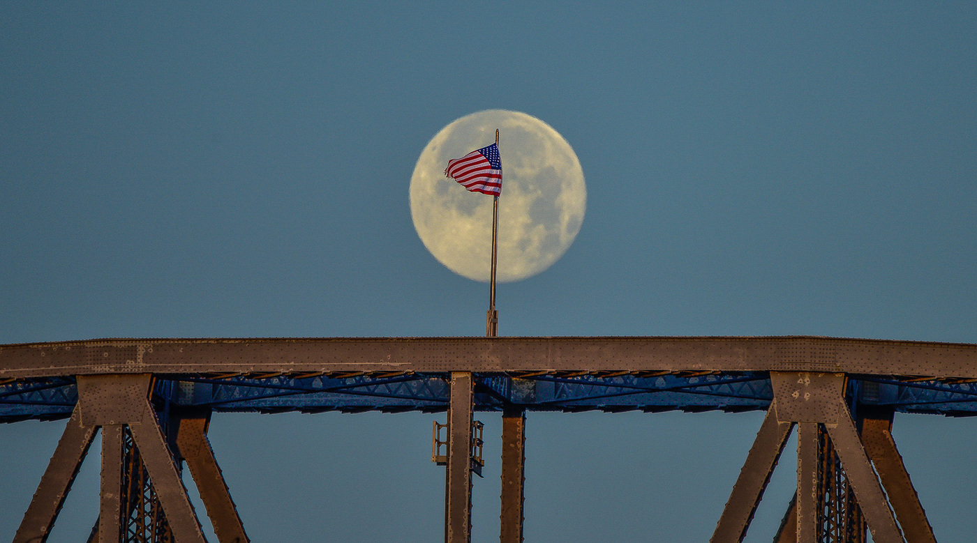 moon over the train bridge